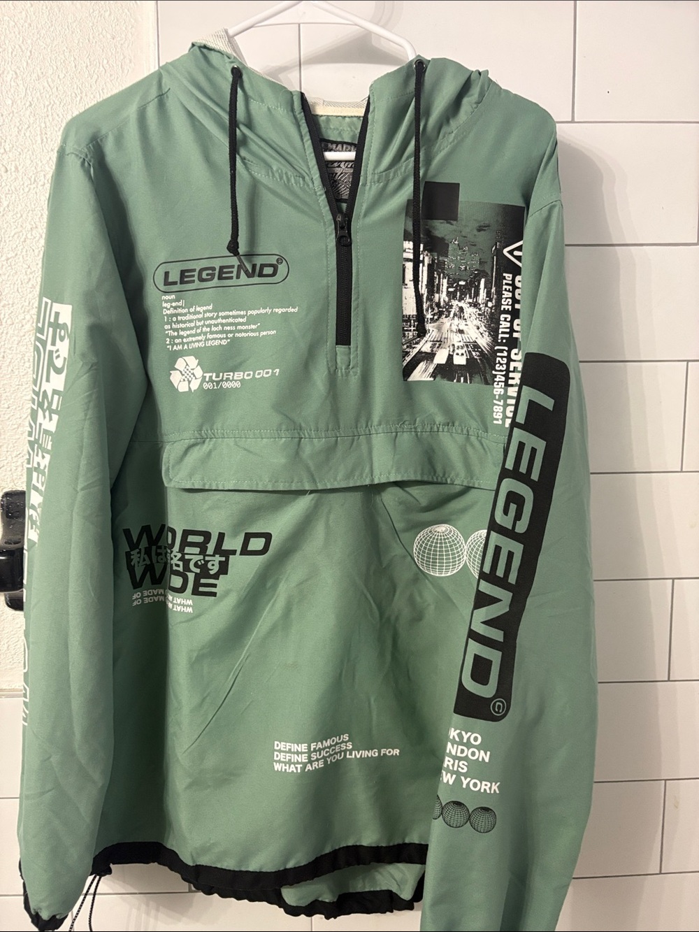 Brooklyn Cloth Sage Green Graphic Pullover Jacket
